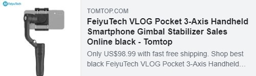 15% + $ 34 DE DESCUENTO para FeiyuTech VLOG Pocket 3-Axis Handheld Smartphone Gimbal Stabilizer Código de uso: CC187